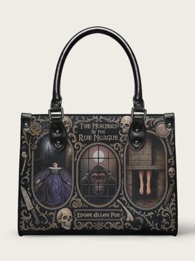 Edgar Allan Poe "The Murders in the Rue Morgue" Black Graphic Small Tote NIP